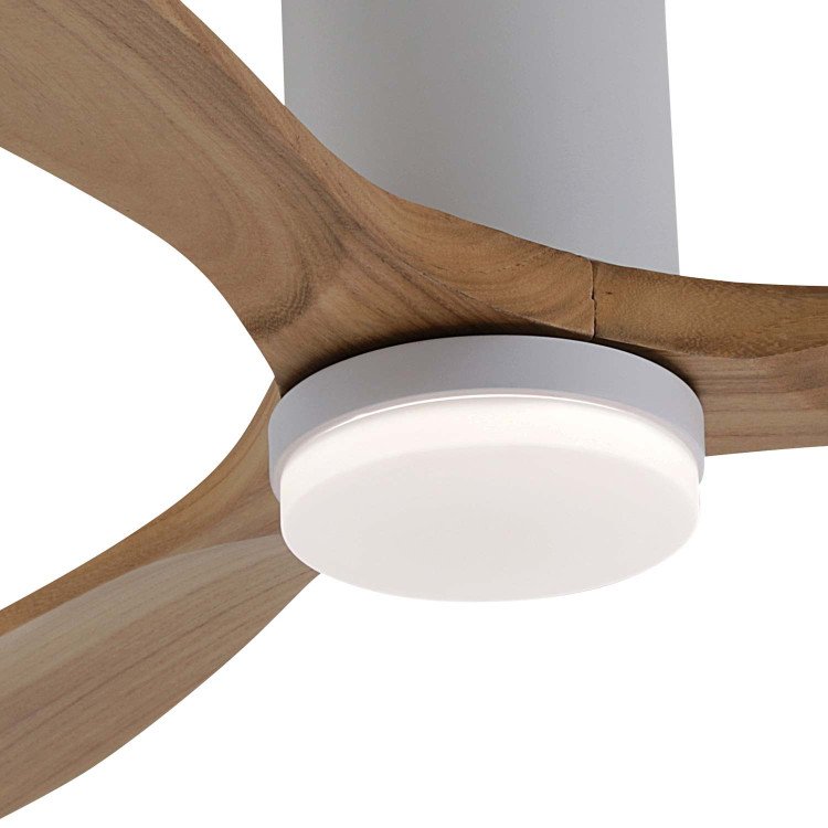 CÓD.7080 VENTILADOR LED DC BLANCO Y PALAS MADERA CLARA 18W Ø132CM
