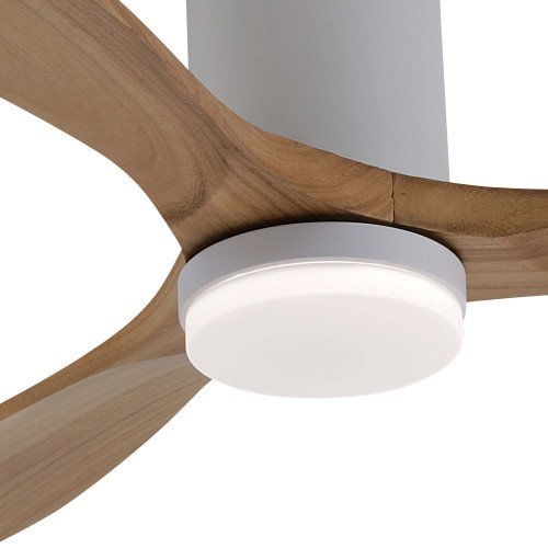 COD. 7080 VENTILATORE LED DC BIANCO E PALE IN LEGNO CHIARO 18W Ø132CM
