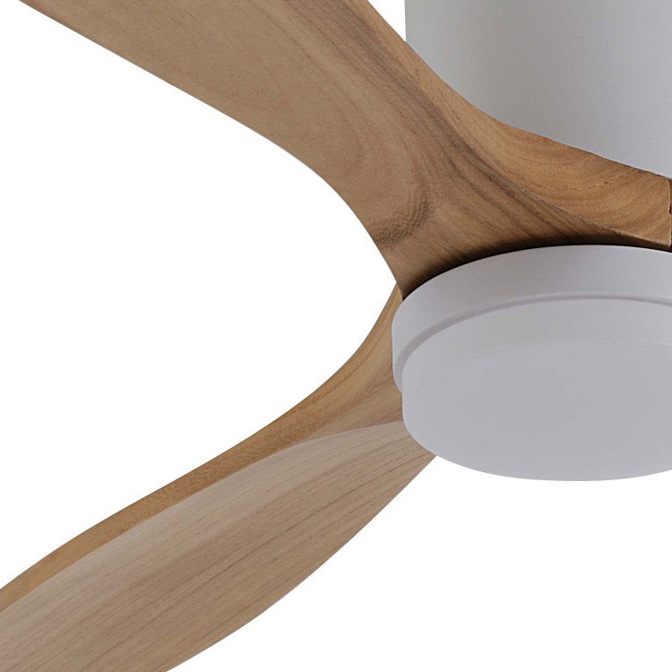 COD. 7080 VENTILATORE LED DC BIANCO E PALE IN LEGNO CHIARO 18W Ø132CM