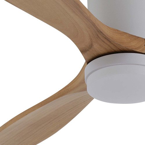 CÓD. 7080 VENTILADOR LED DC BRANCO E PÁS DE MADEIRA CLARA 18W Ø132CM