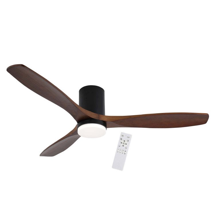 COD. 7081 VENTILATORE LED DC NERO E PALE IN LEGNO SCURO 18W Ø132CM