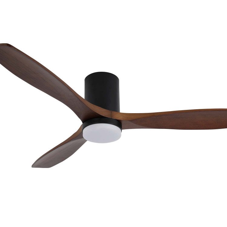 COD. 7081 VENTILATORE LED DC NERO E PALE IN LEGNO SCURO 18W Ø132CM