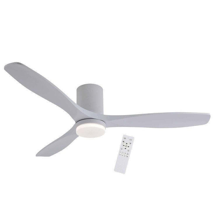 CODE 7087 VENTILATEUR LED DC BLANC ET PALES EN BOIS BLANC 18W Ø132CM