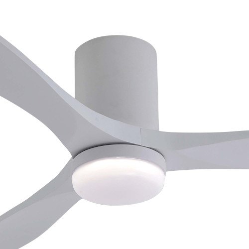 ART.-NR. 7087 LED-DECKENVENTILATOR DC WEISS UND FLÜGEL AUS WEISSEM HOLZ 18W Ø132CM