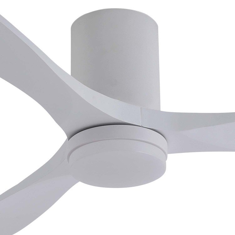 CÓD.7087 VENTILADOR LED DC BLANCO Y PALAS MADERA BLANCA 18W Ø132CM