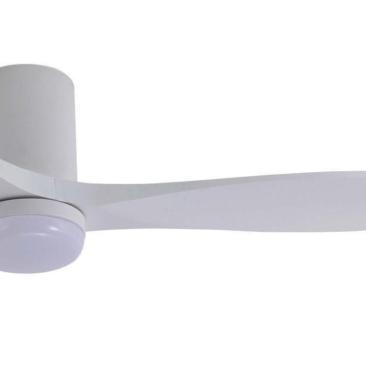 CÓD.7087 VENTILADOR LED DC BLANCO Y PALAS MADERA BLANCA 18W Ø132CM