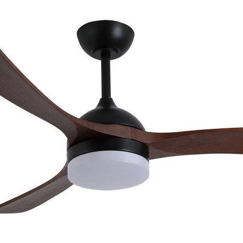 ART.-NR. 7083 LED-DECKENVENTILATOR DC SCHWARZ UND FLÜGEL AUS DUNKLEM HOLZ 20W Ø132CM