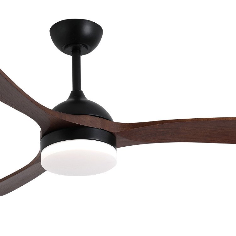 COD. 7083 VENTILATORE LED DC NERO E PALE IN LEGNO SCURO 20W Ø132CM