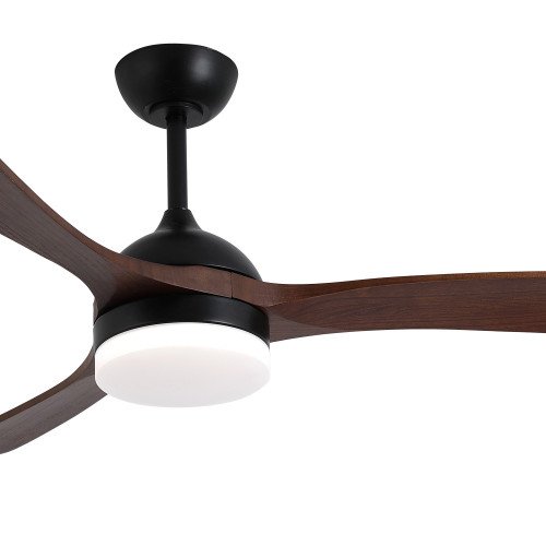 COD. 7083 VENTILATORE LED DC NERO E PALE IN LEGNO SCURO 20W Ø132CM