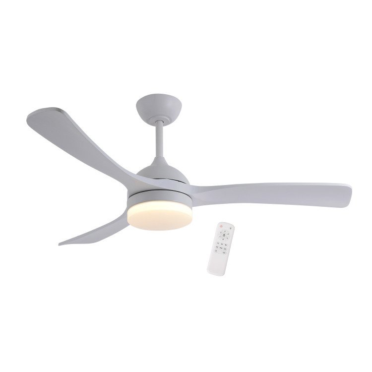 CÓD. 7088 VENTILADOR LED DC BRANCO E PÁS DE MADEIRA BRANCA 20W Ø132CM