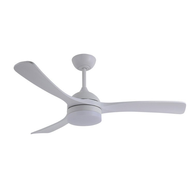 ART.-NR. 7088 LED-DECKENVENTILATOR DC WEISS UND FLÜGEL AUS WEISSEM HOLZ 20W Ø132CM