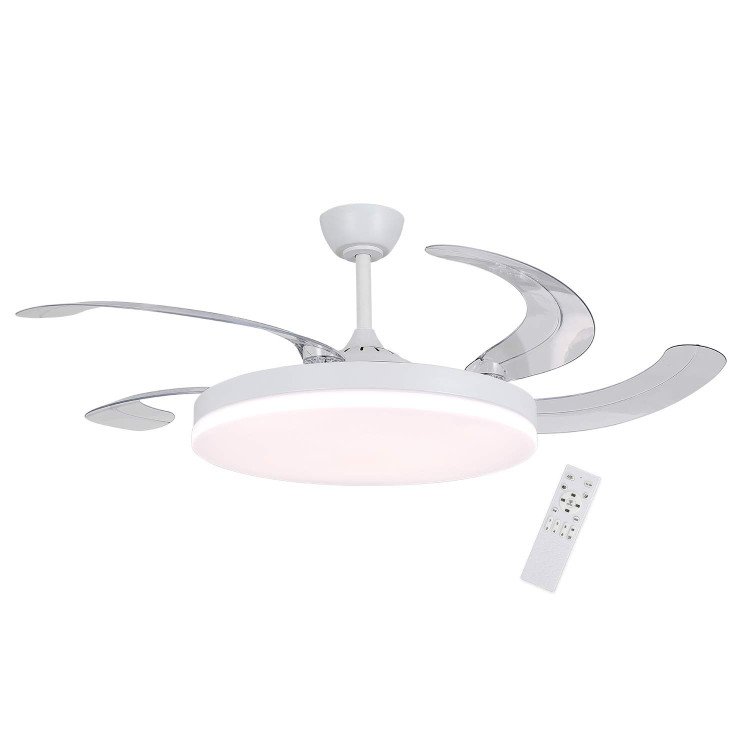 CÓD.7078 VENTILADOR LED DC BLANCO 5 PALAS PLEGABLES 95W Ø132CM