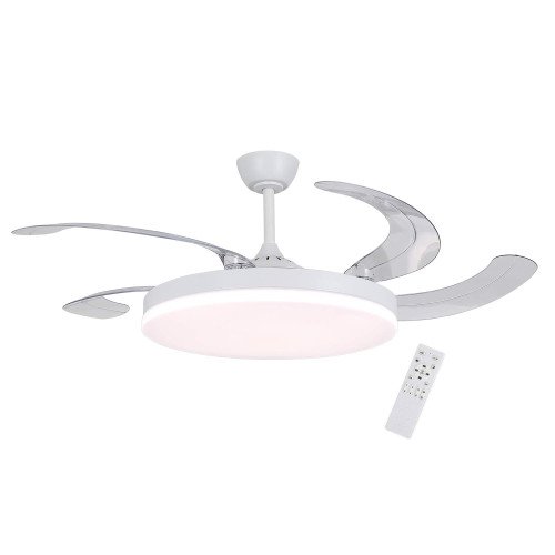 CÓD.7078 VENTILADOR LED DC BRANCO 5 PÁS DOBRÁVEIS 95W Ø132CM