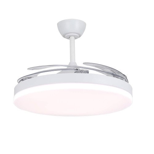 ART.-NR. 7078 LED-DECKENVENTILATOR DC WEISS 5 EINKLAPPBARE FLÜGEL 95W Ø132CM