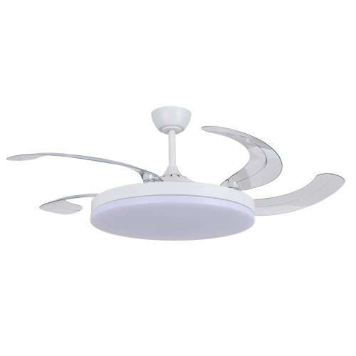 ART.-NR. 7078 LED-DECKENVENTILATOR DC WEISS 5 EINKLAPPBARE FLÜGEL 95W Ø132CM