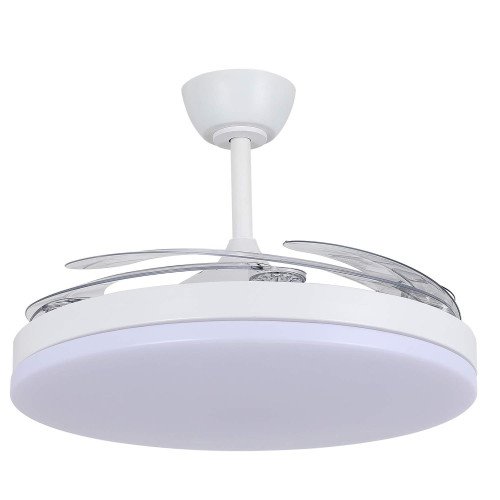 CÓD.7078 VENTILADOR LED DC BLANCO 5 PALAS PLEGABLES 95W Ø132CM