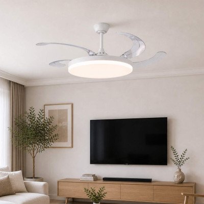 COD.7078 VENTILATORE LED DC BIANCO 5 PALE PIEGHEVOLI 95W Ø132CM