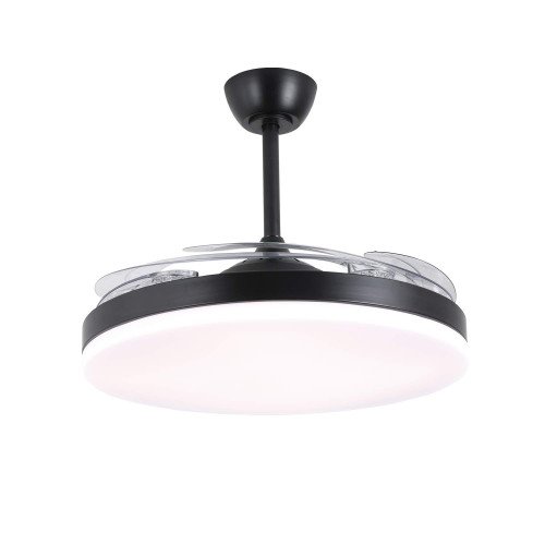 REF.7079 VENTILATEUR LED DC NOIR 5 PALES ESCAMOTABLES 95W Ø132CM