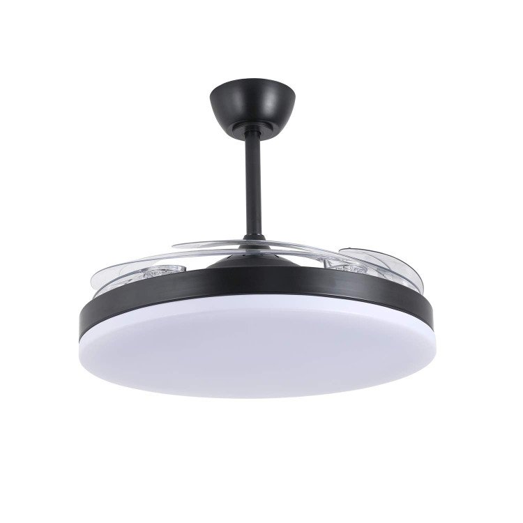 COD.7079 VENTILATORE LED DC NERO 5 PALE PIEGHEVOLI 95W Ø132CM