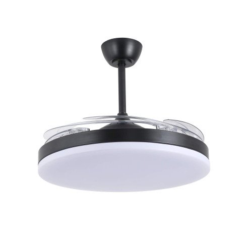 ART.-NR. 7079 LED-DECKENVENTILATOR DC SCHWARZ 5 EINKLAPPBARE FLÜGEL 95W Ø132CMØ132CM