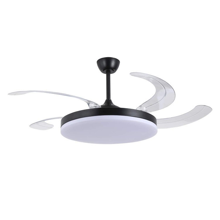 COD.7079 VENTILATORE LED DC NERO 5 PALE PIEGHEVOLI 95W Ø132CM