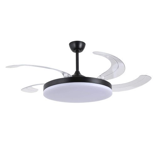COD.7079 VENTILATORE LED DC NERO 5 PALE PIEGHEVOLI 95W Ø132CM