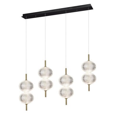 CÓD.3337 COLGANTE RECTANGULAR 4 LUCES ACRÍLICO Y ACERO DORADO 2