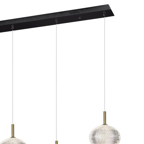 CÓD.3337 COLGANTE RECTANGULAR 4 LUCES ACRÍLICO Y ACERO DORADO