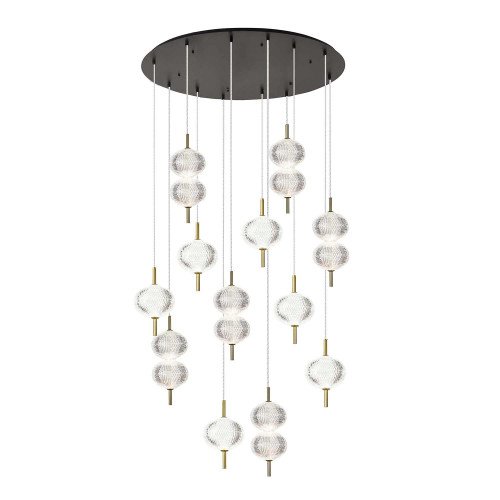 CÓD. 3338 LUSTRE 12 LUZES ACRÍLICO E AÇO DOURADO