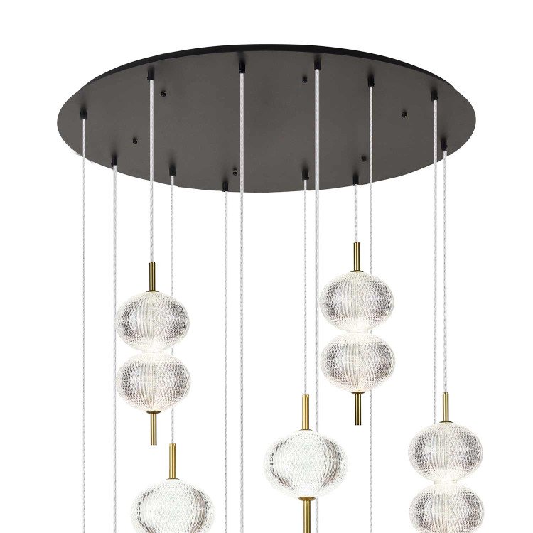CÓD. 3338 LUSTRE 12 LUZES ACRÍLICO E AÇO DOURADO