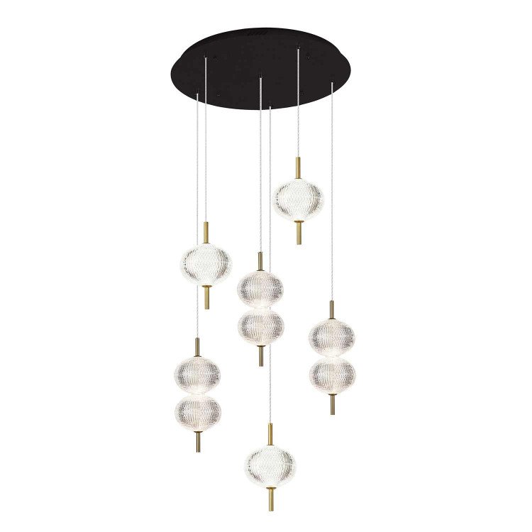 CÓD.3339 LÁMPARA 6 LUCES ACRÍLICO Y ACERO DORADO