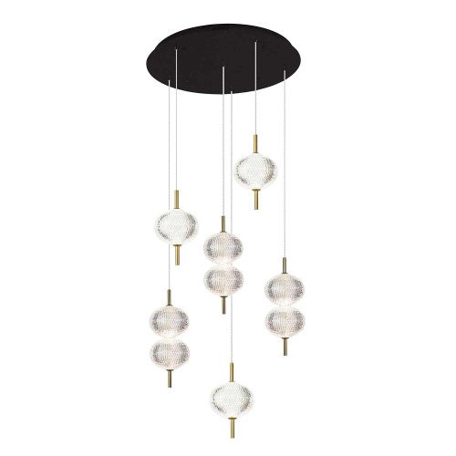 CÓD.3339 LÁMPARA 6 LUCES ACRÍLICO Y ACERO DORADO