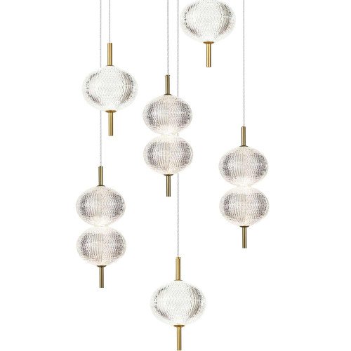 CÓD.3339 LÁMPARA 6 LUCES ACRÍLICO Y ACERO DORADO