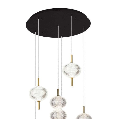CÓD.3339 LÁMPARA 6 LUCES ACRÍLICO Y ACERO DORADO