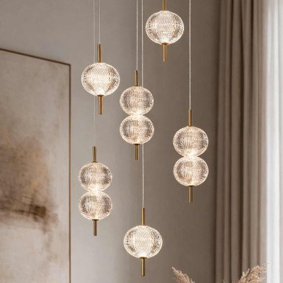 CÓD.3339 LÁMPARA 6 LUCES ACRÍLICO Y ACERO DORADO 2
