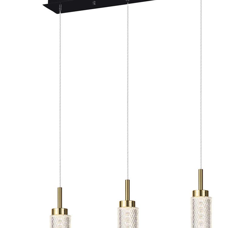 RÉF. 3372 SUSPENSION RECTANGULAIRE 4 LUMIÈRES EN ACRYLIQUE ET ACIER DORÉ