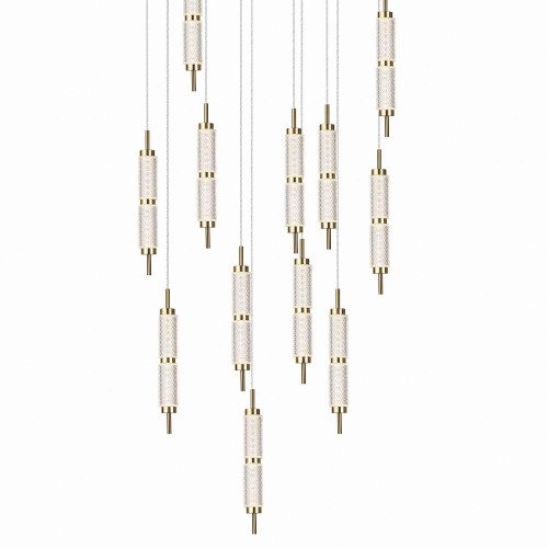 CÓD. 3373 LUSTRE 12 LUZES ACRÍLICO E AÇO DOURADO