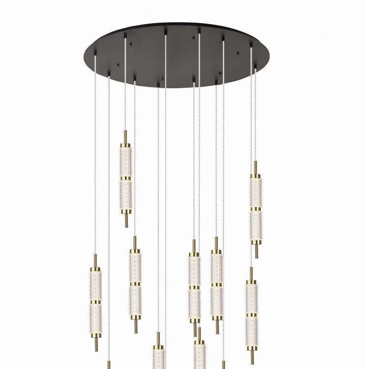 CÓD.3373 LÁMPARA 12 LUCES ACRÍLICO Y ACERO DORADO