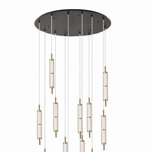 COD. 3373 LAMPADA A 12 LUCI IN ACRILICO E ACCIAIO DORATO