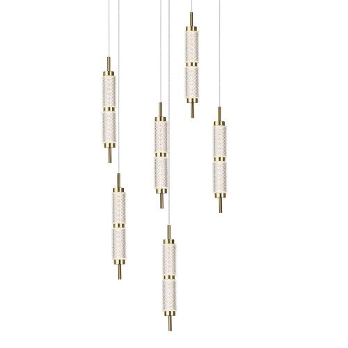 RÉF. 3374 LUSTRE 6 LUMIÈRES EN ACRYLIQUE ET ACIER DORÉ