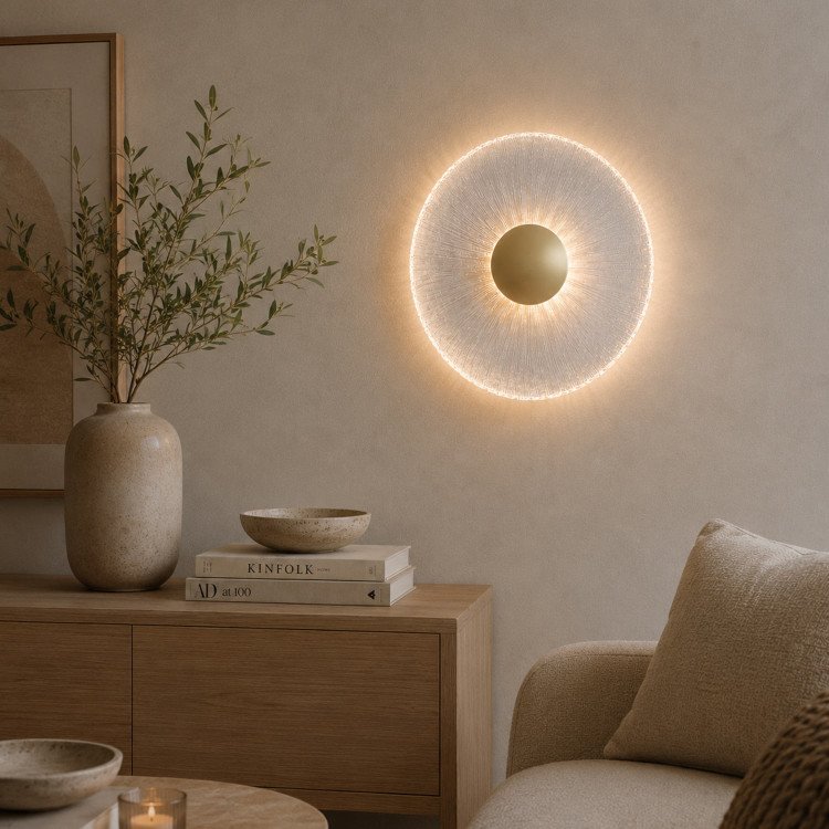 CÓD.3361 APLIQUE LED CRISTAL Y ACERO PINTADO DORADO 10W