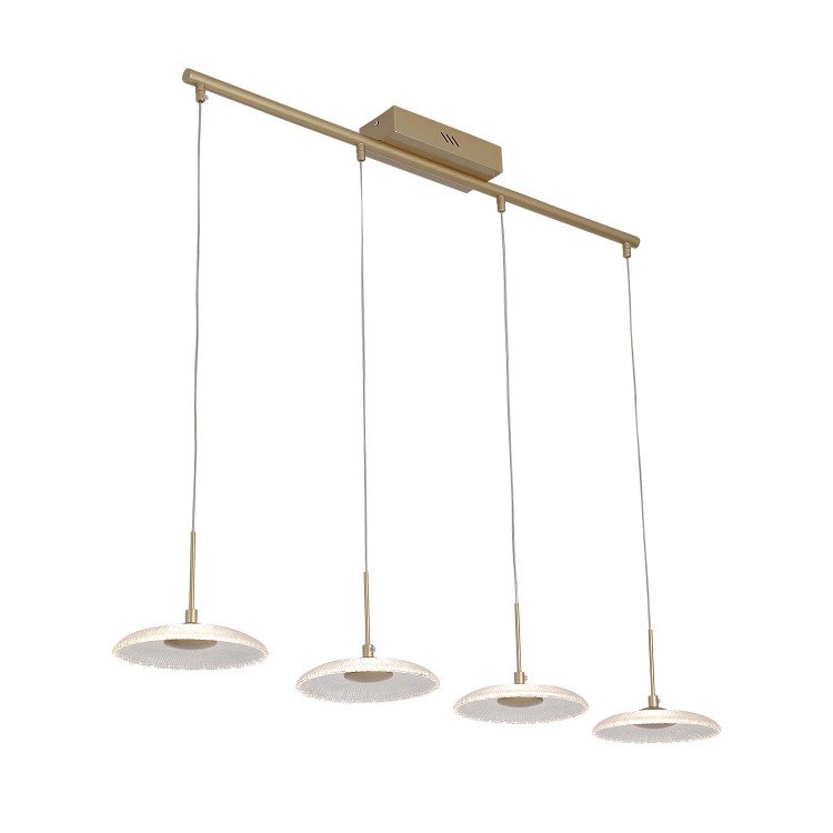 ART.-NR. 3364 4-FLAMMIGE LED-LEUCHTE AUS KRISTALL UND GOLD LACKIERTEM STAHL 25W