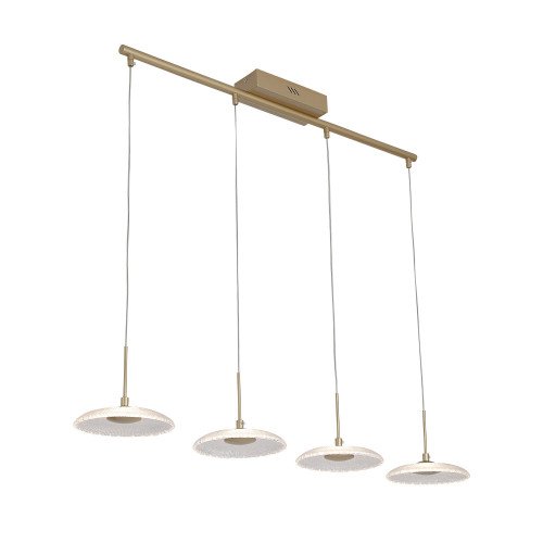 CÓD.3364 LÁMPARA 4 LUCES LED CRISTAL Y ACERO PINTADO DORADO 25W