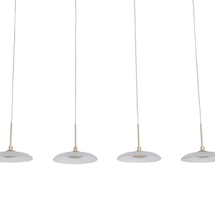 CÓD. 3364 LÂMPADA LED 4 LUZES DE CRISTAL E AÇO PINTADO DOURADO 25W