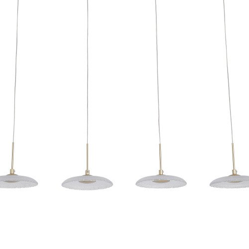 COD. 3364 LAMPADA LED A 4 LUCI IN CRISTALLO E ACCIAIO VERNICIATO DORATO 25W