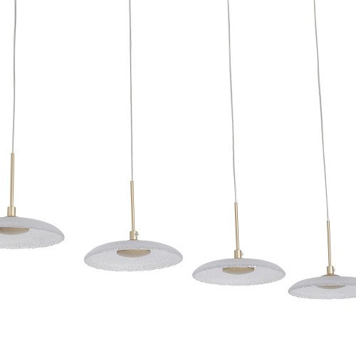 CÓD.3364 LÁMPARA 4 LUCES LED CRISTAL Y ACERO PINTADO DORADO 25W