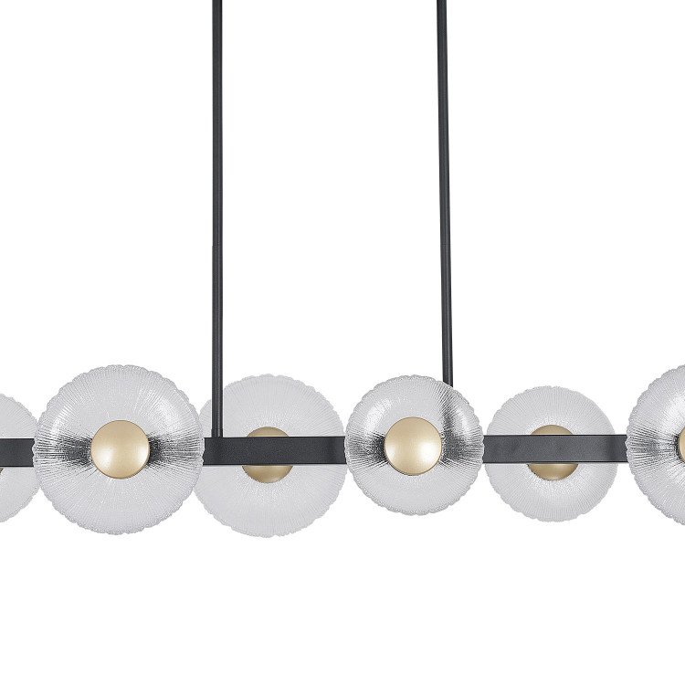 COD. 3365 LAMPADA LED IN ACCIAIO VERNICIATO NERO CON 6 PARALUMI IN ACCIAIO DORATO E VETRO – 41 W