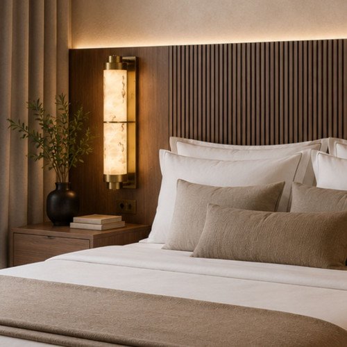 CÓD.3368 APLIQUE LED ACERO DORADO Y ACRÍLICO IMITACIÓN MÁRMOL