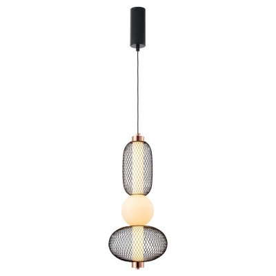 CÓD.3370 SUSPENSION LED GRILLE, BOULE EN VERRE DÉPOLI ET ACRYLIQUE 22 X 49 CM 2