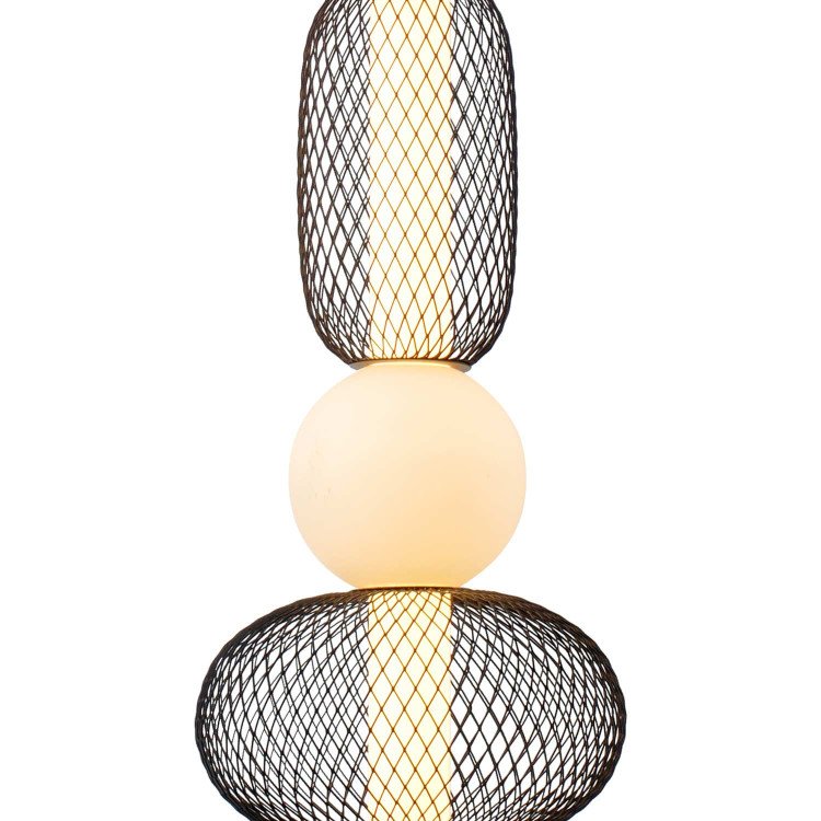 CÓD.3370 LED-HÄNGELEUCHTE MIT GITTER, MATTGLASKUGEL UND ACRYL 22 X 49 CM